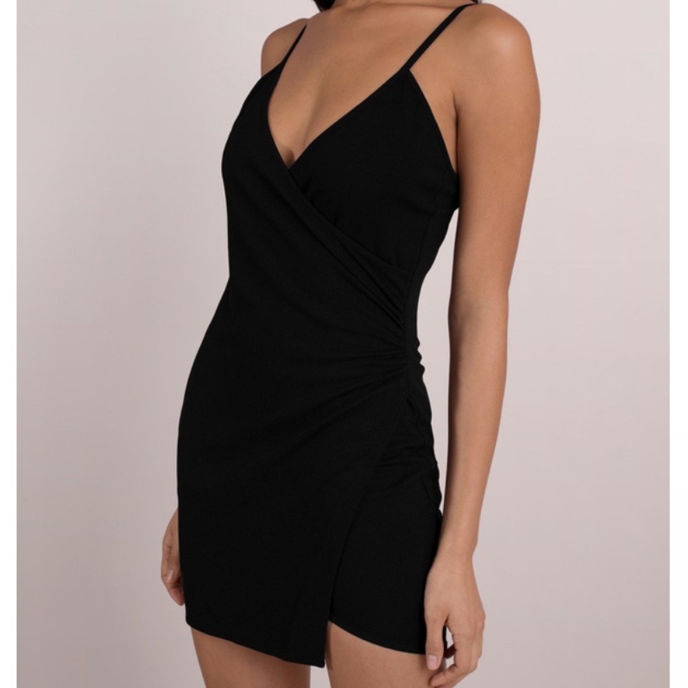 Tobi Feel The Night Mini Wrap Black Bodycon Dress